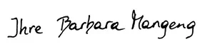 Unterschrift von Barbara Mangeng